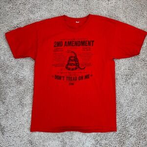 2nd Amendment T Shirt Don't Tread On Me Rattlesnake Patriotic Mens M/L Red‎ Tee
